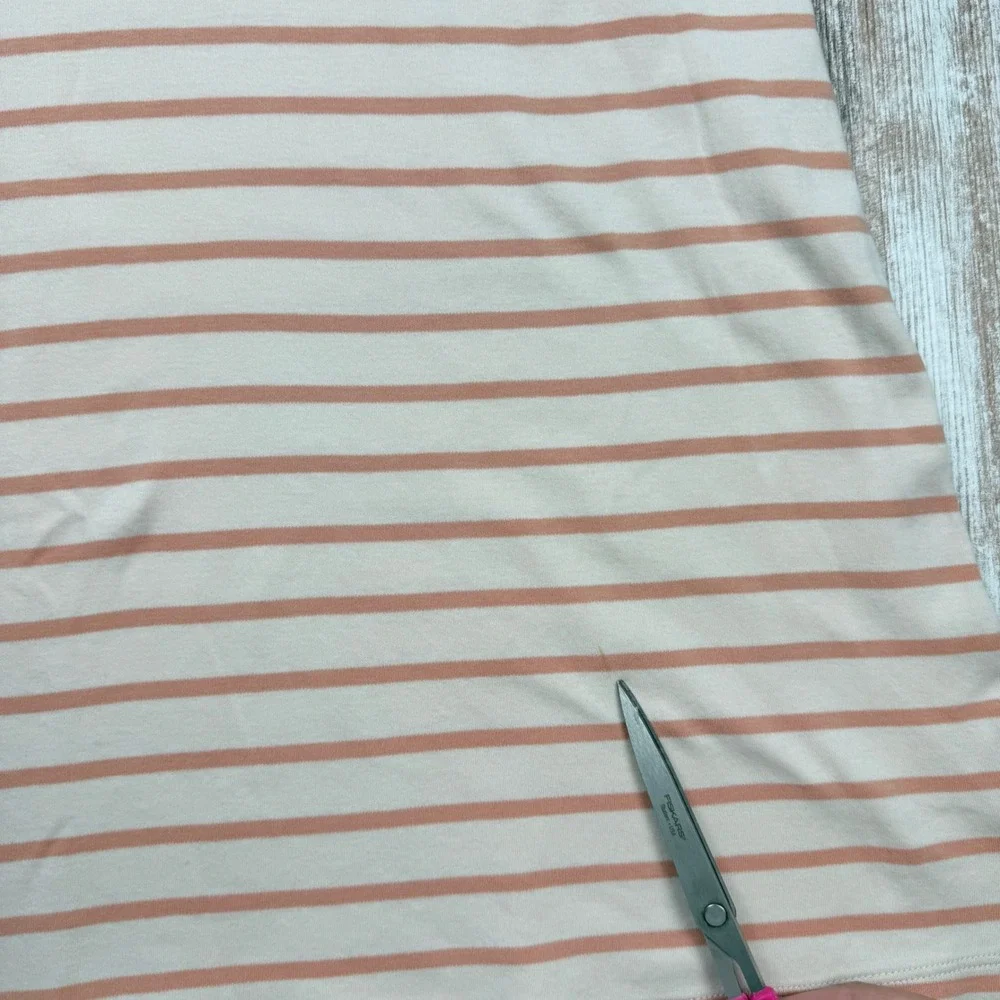LAKE Pima Cotton Striped Sleeveless Shift Nightgown Peach Cream‎ Medium Natural
